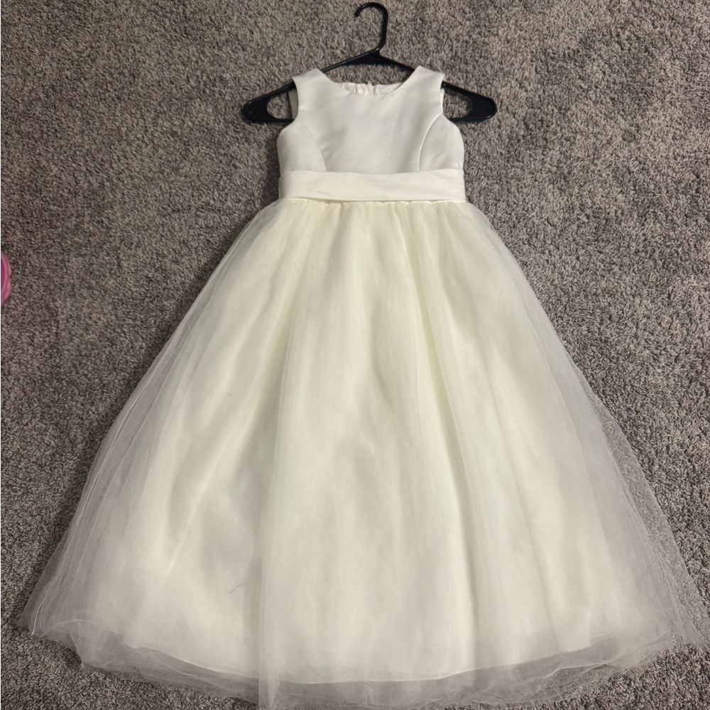 David's Bridal White Halter A-Line Dress. Flower girl dress